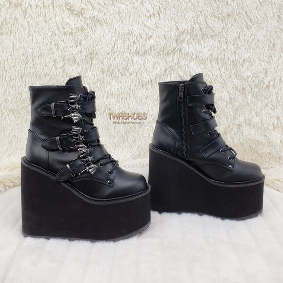 Swing 103 Goth Punk Platform Wedge Ankle Boots - Picture 8 of 14